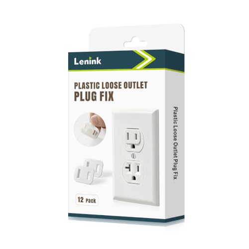 Lenink 12 Pack Plastic Outlet Fix for Loose 2-Plug Sockets - Secure, Adhesive Backing