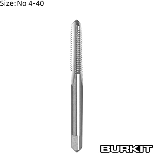 Burkit 2pcs No 4-40 UNC Thread Tap Right Hand, HSS 4 x 40 UNC Straight Fluted Machine Tap