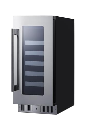 Summit 15" Wine Cellar Built-in or Freestanding Stainless Steel & Glass, 20 Bottle, Right-Hand Door - CL155WC1