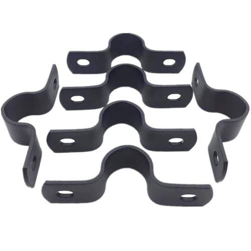 black Carbon steel clamp Thickened pipe clamp u-shaped clip Metal dual hole DIY fasteners for pipe fixed Installation 6pcs (1/2inch)