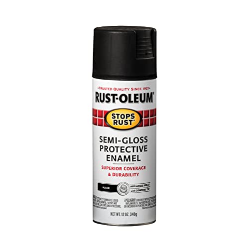 Rust-Oleum Stops Rust Semi-Gloss Black Spray Paint 12oz - Weather & Rust Resistant Coating