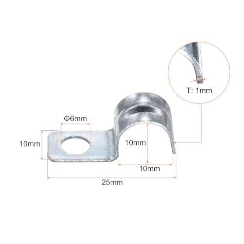 HARFINGTON 50pcs Conduit Clamp, EMT One-Hole Strap, U Tube Pipe Clamp, 10mm 3/8-Inch Pipe Dia, 6mm 1/4 Inch Hole Dia Rigid Pipe Strap, U Shaped Bracket for Tube Hose Wire Cord Fixing