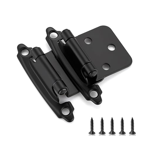 Ravinte Black Cabinet Hinges 1/2 Inch Overlay - 60 Pack (30 Pairs) with Bumpers