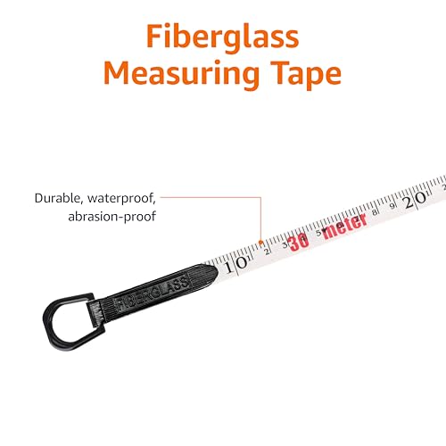 100ft Fiberglass Tape Measure with Shock-Absorbing Handle - Inch/Metric, Orange
