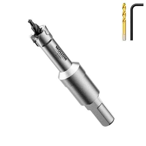 Mollom (1/2''|13mm) Heavy Duty Carbide Hole Saw with 2 Pilot Drill Bits, Hole Cutter cuts Stainless Steel, mild Steel, Iron, Copper, Brass, Plastic