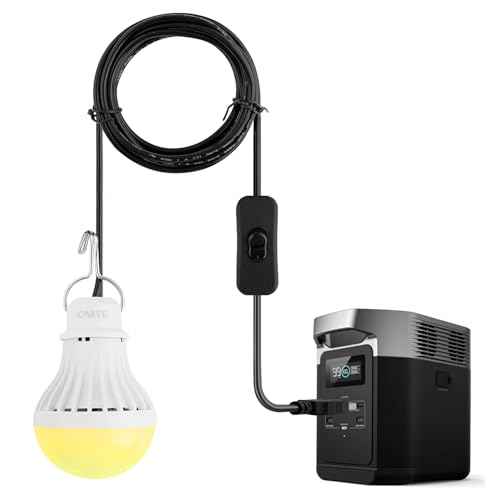 Onite USB LED Light Bulb, fits Most Portable Power Station & Solar Panel, Outdoor Lantern with Hook & 8.4ft Cord, Camping/Hiking/Power Outages Essential Gear, Van/Tent/Garage Use, 5W Warm White