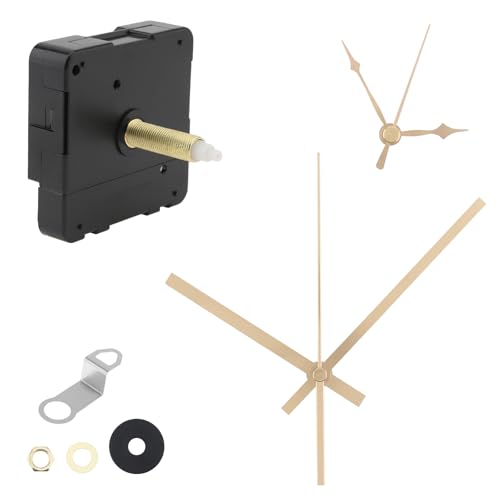 MovFlax 31mm Long Shaft Quartz Silent Clock Movement with Gold Hands - 24mm Thread, DIY Replacement