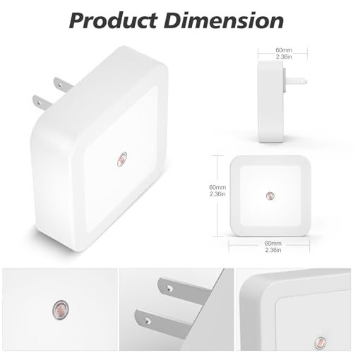 Sujeet Warm White Night Light Pack of 8 Plug-in Wall Night Lamps Dusk to Dawn LED