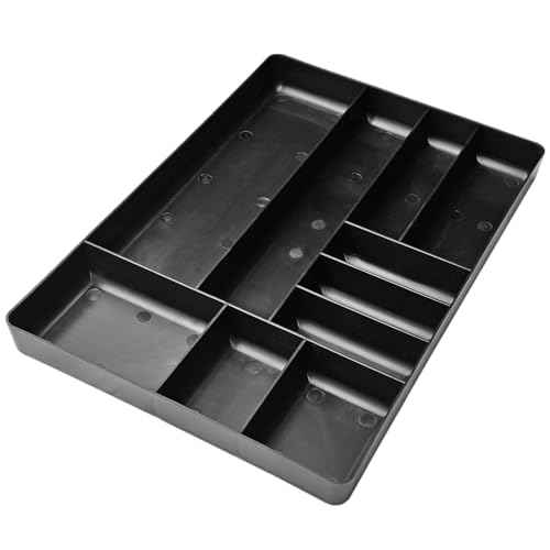 10-Compartments Tool Organizer Tray, Tool Drawer Organizer Tray, Tool Box Organizer, Stackable Toolbox Organization Holder for Small Parts, Bolts and Batteries (2, Black)