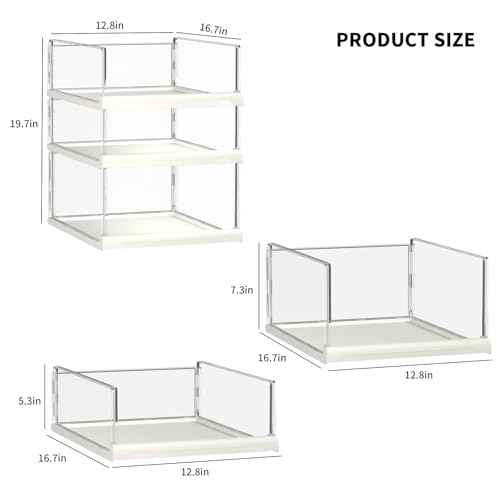 3 Pack Stackable Closet Organizers and Storage Shelves - Transparent Sweater Organizer for Closet, Bathroom, Kitchen, Cupboard, Laundry Room, and Office