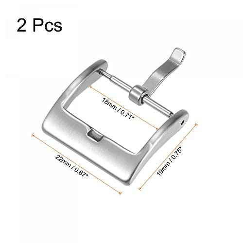 uxcell 2 Pcs Watch Strap Clasp Replacement, Brushed Stainless Steel Broadside Type Buckle, for 18mm Width Watch Bands