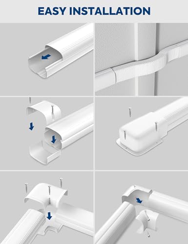 Nouscan 3-Inch 13Ft Mini Split Line Set Cover Kit White - Decorative Line Hide