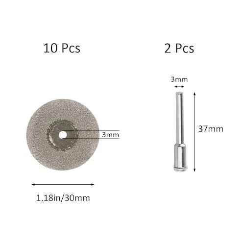 Diamond Cutting Wheel (1 3/16") 10pcs with 402 Mandrel (3mm) 2pcs and Screwdriver for Dremel Rotary Tools