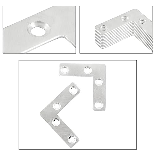 Hordion 10Pcs 2x2 Inch Silver L-Shaped Corner Brackets - Furniture Repair Plates