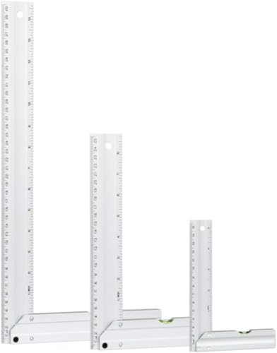 POWERTEC L Square 3pc Set – Try Square with Bubble Levels for Router Fence, Table Saw, Woodworking (80005)