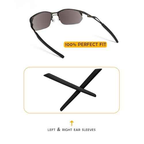 Ear Socks Replacement Temple Sleeves for Oakley Wire Tap 2.0 OO4145 Sunglasses Frame, Silicone Soft Black Earsocks