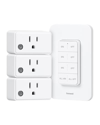 3 Independent Remote Control Outlets with Wireless Wall Switch - Treewell