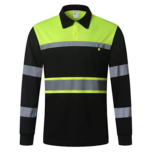 Safety Shirts for Men,High Reflective Men Polo Shirts with Pocket,Short Sleeve Workwear Breathable