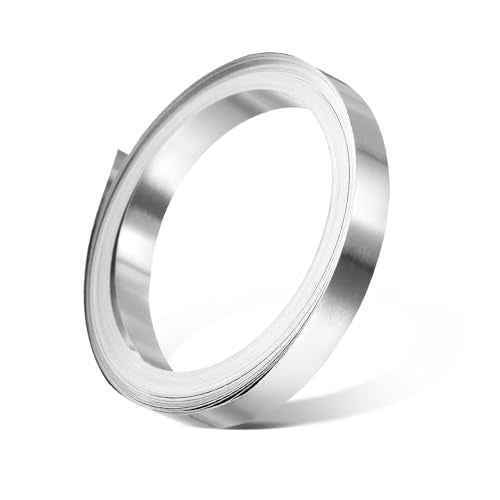 HARFINGTON Nickel Strip 0.1mm x 8mm (32.8ft / Roll) Nickel Plated Steel Strips for Lithium Battery Packs Car Nickel Tap for Cell Battery Pack Spot Welding and Soldering, Silver Tone