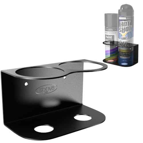 Koova X-Large Spray Can Rack - Fits 2 XL Aerosol Spray Cans, Heavy Duty Steel Wall Mount Organizer, Universal Fit, Hardware Included, Made in USA
