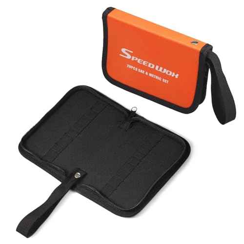 SPEEDWOX 20 Pockets Wrench Tool Storage Bag, Tool Pouch Organizer for Mini Wrenches, Metric and SAE, Portable Tool Organizer with Tote Design, Orange 1680D Oxford Fabric