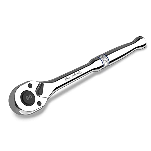 DURATECH 3/8-Inch Drive Ratchet Wrench 90-Tooth Quick-Release Polished Chrome