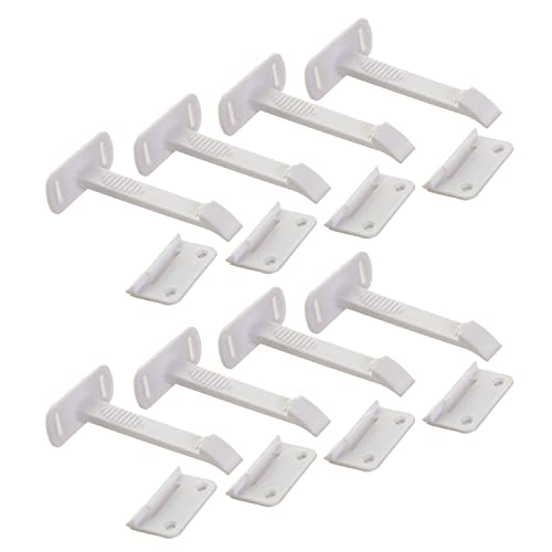 Dreambaby Adhesive Safety Latches for Drawers & Cabinets, White, 8 Count
