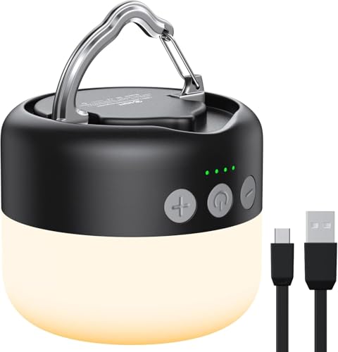 ZMNT Rechargeable LED Camping Lantern Black 1000LM, 300H Runtime, Water-Resistant Emergency Light