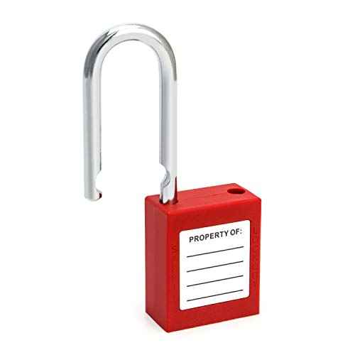 QWORK Red Lockout Tagout Safety Padlock, 2 Padlocks with 4 Keys