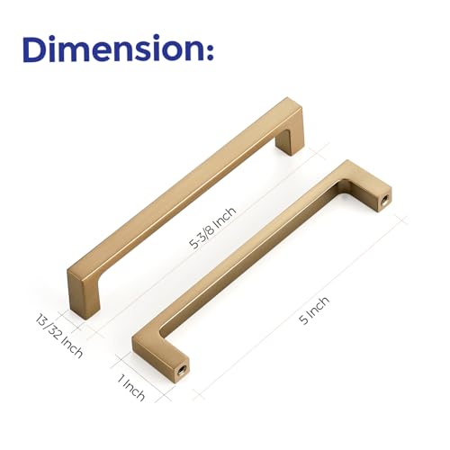 Ravinte Champagne Bronze 5 Inch Square Kitchen Cabinet Handles 10 Pack