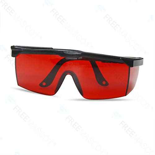 FreeMascot OD 4+ 190nm-550nm Wavelength Laser Safety Glasses for Typical 405nm, 445nm, 450nm,520nm,532nm Laser Light for Hair Removal Laser Treatment Eye Protection Goggles (Red)