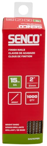 Senco DA21EPBR 2-Inch Bright Finish 15-Gauge Collated Finish Nails, 34 Degree, Low Carbon Steel, 1,000 Pack