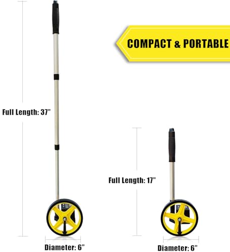Zozen 6-Inch Measuring Wheel with Telescopic Handle - 37in Extended (Handle 37 in) - Yellow