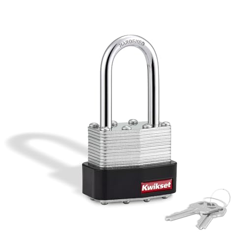 Kwikset Laminated Steel Padlock 1-1/2" Shackle Silver - Heavy Duty Security
