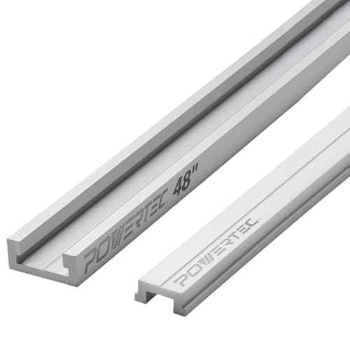 POWERTEC 48" Miter T Track w/ T-Bar for Table Saw, Router Table, Band Saw, Works with 3/4¡± x 3/8¡± Miter T Slot, Miter Gauge, T Track Accessories for Woodworking and Sliding Jigs, 1 Set (71156V)