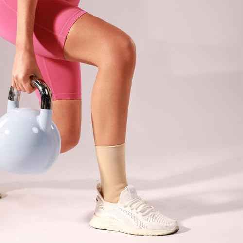 2 Pack Ankle Brace Compression Sleeve, Ankle Wrap & Ankle Support for Women & Men, Ankle Compression Sock for Sprain, Swelling, Plantar Fasciitis, Tobillera (M Nude)