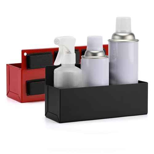AIRTOON 2PCS Magnetic Aerosol Spray Can Holder, Magnetic Bottle Holder for Garage, Workspace and Home, Red and Black