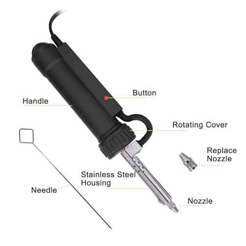 Solder Sucker with 3Nozzles Portable Electric Solder Tin Sucker,Automatic Desoldering Pump Vacuum AC110V 30W Electric Desoldering Gun Solder Removal Repair Super Strong Suction