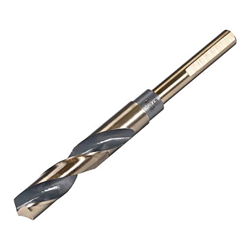 uxcell Reduced Shank Twist Drill Bits 15mm Black Nitride & Gold Titanium Coated High Speed Steel 4341 with 10mm Shank for Stainless Steel Alloy Metal Plastic Wood