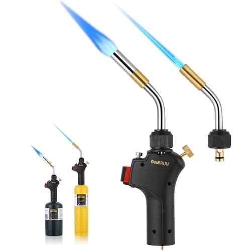 Propane torch Head with Igniter, High Intensity Torch Head with 2 Flame Tubes, Trigger Start Gas Torch, Mapp Gas Torch Head,Gas Torch Kit,Soldering Torch,Blow Torch Fuel by Propane,MAPP