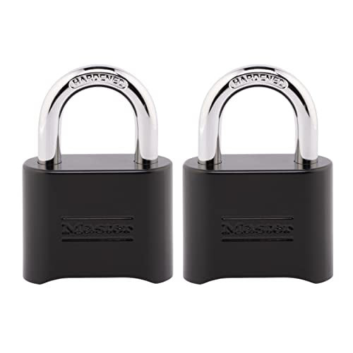 Master Lock Combination Padlock Set of 2 Outdoor Weatherproof Locks - Black, Resettable 178EC2