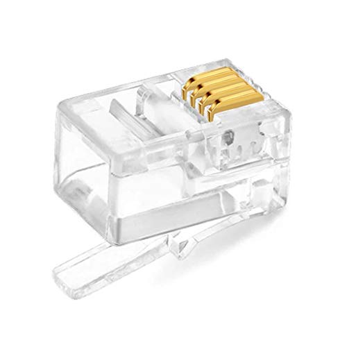 NECABLES 20 Pack RJ9 RJ10 RJ22 4P4C Telephone Modular Plugs - Gold Pins