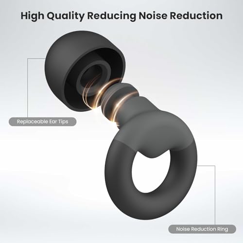 JUSTRVN Black Reusable Ear Plugs for Sleeping Noise Reduction 25-30dB