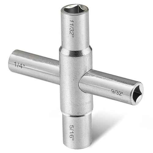 4-Way Sillcock Key Wrench, 1/4", 9/32", 5/16", 11/32", Fits Most Sillcock, Stopcock, Water Spigots, Wall-hydrant, Control Cabinet and Valves