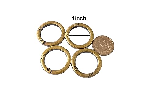 Antique Bronze 1" 25mm 4pcs Metal Spring Carabiner Key Rings & Snap Hooks