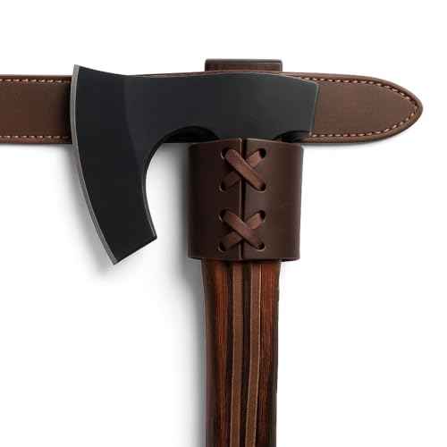 Braided Axe Holder with Belt Loop, Tool Organizer, Camping, Cosplay, Lumberjack Outdoor Accessories, Full Grain Leather, Handmade, Bourbon Brown
