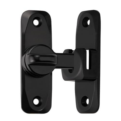 INIRET Black Barn Door Lock 90/180 Degree Adjustable Latch - Model B, Black