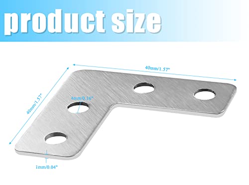 20pcs Flat Corner Brace 1.57x1.57 inch Heavy Duty L Brackets for Furniture Shelves