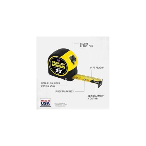 Stanley FatMax Tape Measure 25-Foot Black and Yellow Retractable Tool