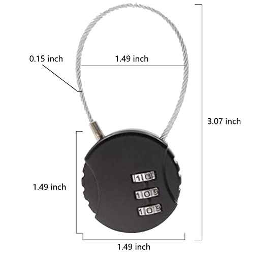 3 PCS 3-Digit Combination Lock Gym Locker Lock Waterproof Outdoor Mini Wire Rope Combination Padlock for Zippers, Backpacks, Trolley Cases, Gym Lockers, Fence